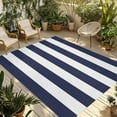 thumbnail image 1 of Fsddascl Blue Stripes Outdoor Rug for Patio/Deck/Porch, Non-Slip Large Area Rug 5 x 8 Ft, Simple Blue White Texture Indoor Outdoor Rugs Washable Area Rugs, Reversible Camping Rug Carpet Runner, 1 of 5