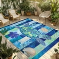 thumbnail image 1 of Fsddascl Blue Turtle Coastal Outdoor Rug for Patio/Deck/Porch, Non-Slip Large Area Rug 5 x 8 Ft, Nautical Beach Summer Sea Retro Indoor Outdoor Rugs Washable Area Rugs, Reversible Camping Rug Carpet, 1 of 5