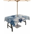 thumbnail image 1 of Fsddascl Blue White Daisy Outdoor Tablecloth - 60x102 Inch Rectangle Dining Table Cover, Vintage Elegant Butterfly Flowers Waterproof Outdoor Table Cloth with Umbrella Hole & Zipper for Picnic/Patio, 1 of 7