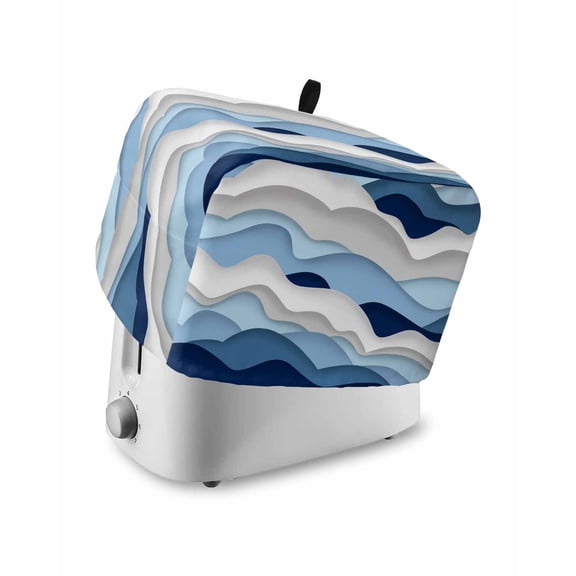 Fsddascl Blue White Ombre Small Toaster Cover 2 Slice, Kitchen Appliance Covers, Modern Geometric Moire Abstract Art Toaster Oven Cover with Loop, Bread Machine Cover Polyester Dust Cover Protection