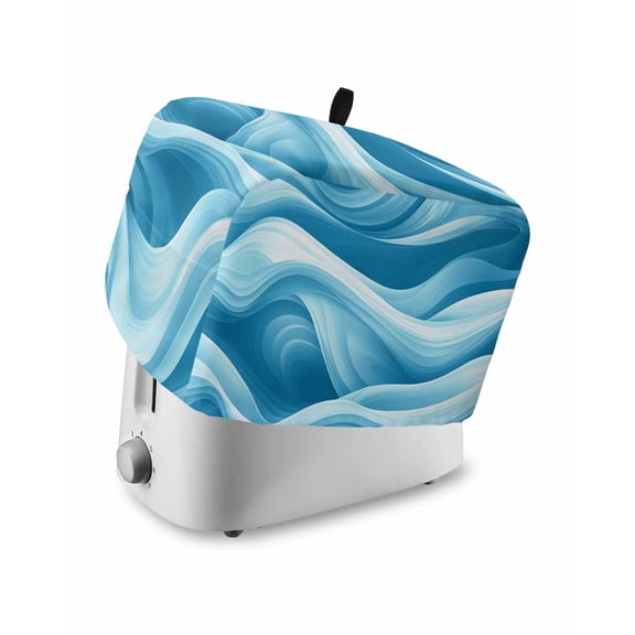 Fsddascl Blue White Ombre Toaster Cover 4 Slice, Large Kitchen Appliance Covers, Modern Abstract Art Moire Toaster Oven Cover with Loop, Bread Machine Cover Polyester Dust Cover Protection