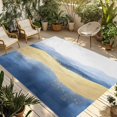 thumbnail image 1 of Fsddascl Blue Yellow Outdoor Rug for Patio/Deck/Porch, Non-Slip Large Area Rug 6 x 9 Ft, Modern Abstract Art Waves Indoor Outdoor Rugs Washable Area Rugs, Reversible Camping Rug Carpet Runner, 1 of 5
