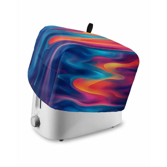 Fsddascl Blue Yellow Pink Toaster Cover 2 Slice, Small Kitchen Appliance Covers, Modern Moire Water Ripple Abstract Toaster Oven Cover with Loop, Bread Machine Cover Polyester Dust Cover Protection