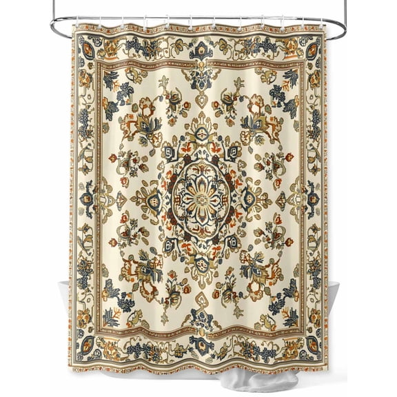 Fsddascl Boho Floral Shower Curtain Set - Small 36" x 72" Washable Bathtub Curtain with 12 Hooks, Modern Abstract Ethnic Tribal Patterns Waterproof Fabric Stall Shower Curtains for Bathroom/Bathtub