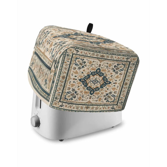 Fsddascl Boho Green Beige Small Toaster Cover 2 Slice, Kitchen Appliance Covers, Ethnic Southwestern Retro Geometric Toaster Oven Cover with Loop, Bread Machine Cover Polyester Dust Cover Protection