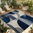 thumbnail image 1 of Fsddascl Boho Navy Blue Outdoor Rug for Patio/Deck/Porch, Non-Slip Large Area Rug 4 x 6 Ft, Modern Geometric Abstract Art Indoor Outdoor Rugs Washable Area Rugs, Reversible Camping Rug Carpet Runner, 1 of 5