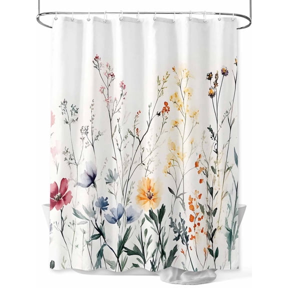 Fsddascl Botanical Floral Shower Curtain Set - Small 36" x 72" Washable Bathtub Curtain with 12 Hooks, Spring Summer Farmhouse Flowers Waterproof Fabric Stall Shower Curtains for Bathroom/Bathtub