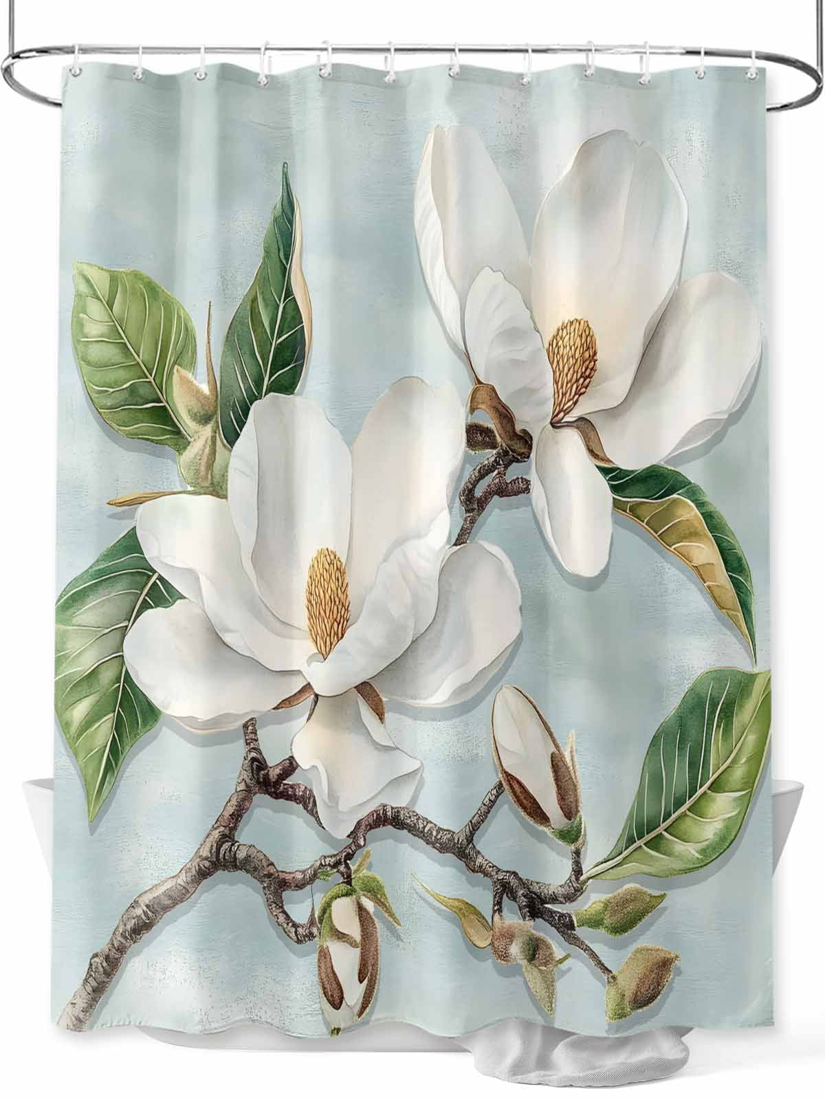 Fsddascl Botanical Flowers Shower Curtain Set - Extra Long 72" x 96