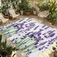 thumbnail image 1 of Fsddascl Botanical Lavender Outdoor Rug for Patio/Deck/Porch, Non-Slip Large Area Rug 5 x 8 Ft, Spring Budding Flowers Florals Indoor Outdoor Rugs Washable Area Rugs, Reversible Camping Rug Carpet, 1 of 5