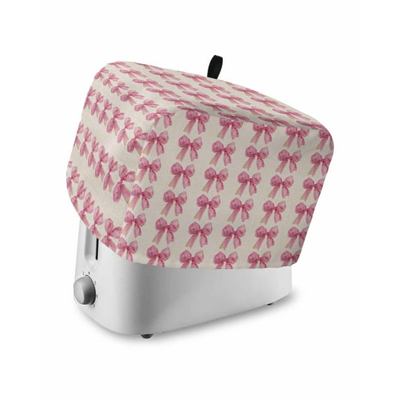 Fsddascl Bowknot Pink Small Toaster Cover 2 Slice, Kitchen Appliance Covers, Farmouse Bow Ribbon Tie Aesthetics Toaster Oven Cover with Loop, Bread Machine Cover Polyester Dust Cover Protection
