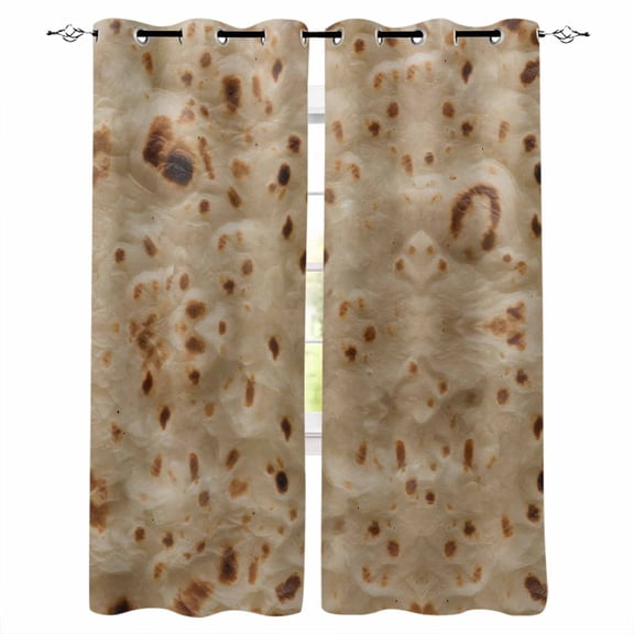 Fsddascl Bread Blackout Curtains for Bedroom/Living Room, Thermal Insulated Kitchen Curtains, Farmhouse Chic Abstract Food Texture Brown Grommet Darkening Window Treatment Drapes 27.5"x39"x2