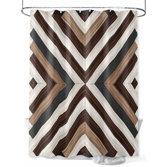 Fsddascl Brown Blue Geometric Shower Curtain Set - Extra Long 72" x 96" Washable Bathtub Curtain with 12 Hooks, Modern Vintage Abstract Art Waterproof Fabric Stall Shower Curtains for Bathroom