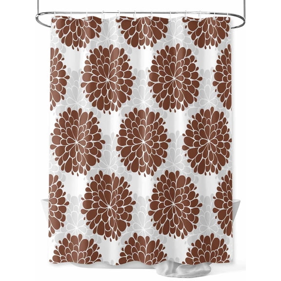 Fsddascl Brown Dahlia Shower Curtain Set - Long 72" x 84" Washable Bathtub Curtain with 12 Hooks, Vintage Abstract Grey Flowers Floral Waterproof Fabric Stall Shower Curtains for Bathroom/Bathtub