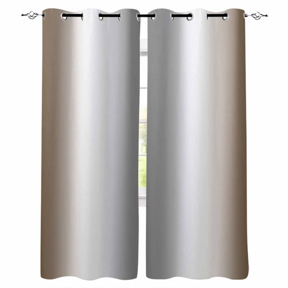 Fsddascl Brown Grey Blackout Curtains for Bedroom/Living Room, Thermal Insulated Kitchen Curtains, Gray Farmhouse Modern Rustic Grommet Darkening Window Treatment Drapes 52"x54"x2