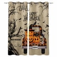 thumbnail image 1 of Fsddascl Brown Halloween Blackout Curtains for Bedroom/Living Room, Thermal Insulated Kitchen Curtains, Horror Pumpkins Skull Truck Withered Tree Grommet Darkening Window Treatment Drapes 52"x63"x2, 1 of 6