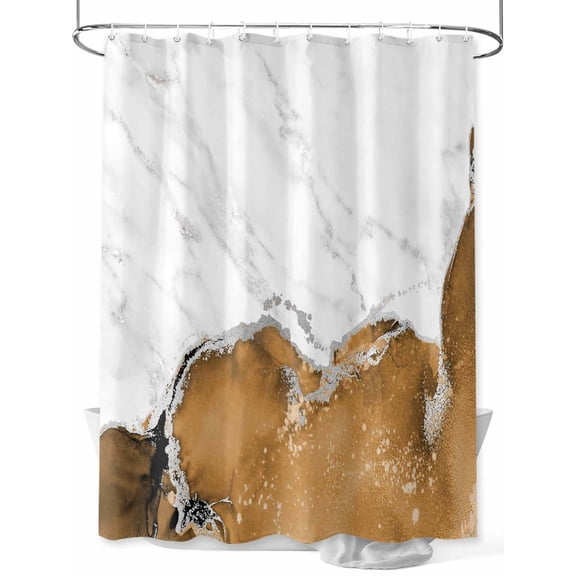 Fsddascl Brown Marble Crack Shower Curtain Set - Extra Long 72" x 96" Washable Bathtub Curtain with 12 Hooks, Modern Abstract Geometric Texture Waterproof Fabric Stall Shower Curtains for Bathroom