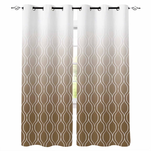 Fsddascl Brown Moroccan Abstract Blackout Curtains for Bedroom/Living Room, Thermal Insulated Kitchen Curtains, Geometric Gradient Modern Art Grommet Darkening Window Treatment Drapes 27.5"x39"x2