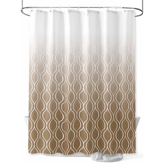 Fsddascl Brown Moroccan Abstract Shower Curtain Set - Small 36" x 72" Washable Bathtub Curtain with 12 Hooks, Geometric Gradient Modern Art Waterproof Fabric Stall Shower Curtains for Bathroom