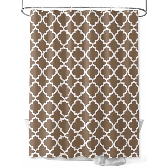 Fsddascl Brown Moroccon Shower Curtain Set - 60" x 72" Washable Bathtub Curtain with 12 Hooks, Retro Country Minimalist Abstract Motifs Waterproof Fabric Stall Shower Curtains for Bathroom/Bathtub