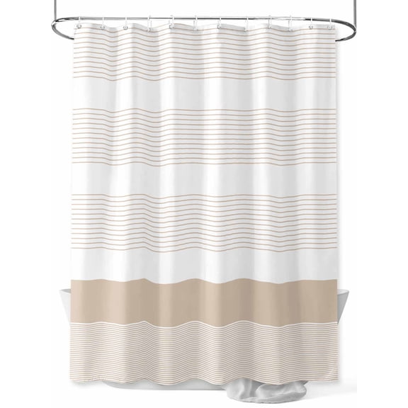 Fsddascl Brown Stripe Shower Curtain Set - Standard 72" x 72" Bathtub Curtain with 12 Hooks, Modern Rustic Horizontal Brown Striped Waterproof Fabric Stall Shower Curtains for Bathroom/Bathtub
