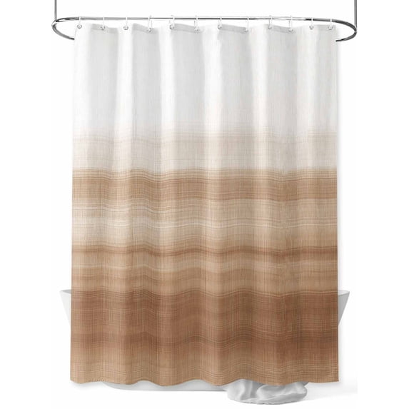 Fsddascl Brown White Ombre Shower Curtain Set - 36" x 78" Washable Bathtub Curtain with 12 Hooks, Vintage Farmhouse Abstract Striped Waterproof Fabric Stall Shower Curtains for Bathroom/Bathtub