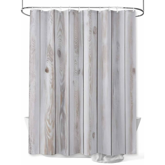 Fsddascl Brown Wood Plank Shower Curtain Set - Standard 72" x 72" Washable Bathtub Curtain with 12 Hooks, Vertical Vintage Striped Grain Waterproof Fabric Stall Shower Curtains for Bathroom/Bathtub