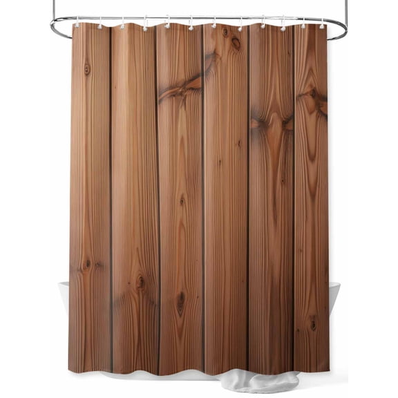 Fsddascl Brown Wooden Grain Shower Curtain Set - Small 36" x 72" Washable Bathtub Curtain with 12 Hooks, Farmhouse Country Vintage Texture Waterproof Fabric Stall Shower Curtains for Bathroom/Bathtub