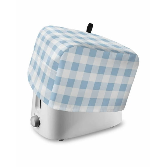 Fsddascl Buffalo Plaid Blue, Toaster Cover 4 Slice, Large Kitchen Appliance Covers, Country French Simple White Lattice Toaster Oven Cover with Loop, Bread Machine Cover Dust Cover Protection