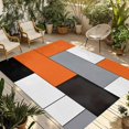 thumbnail image 1 of Fsddascl Burnt Orange Black Grey Outdoor Rug for Patio/Deck, Non-Slip Large Area Rug 6 x 9 Ft, Modern Irregular Geometric Abstract Indoor Outdoor Rugs Washable Area Rugs, Camping Rug Carpet, 1 of 5