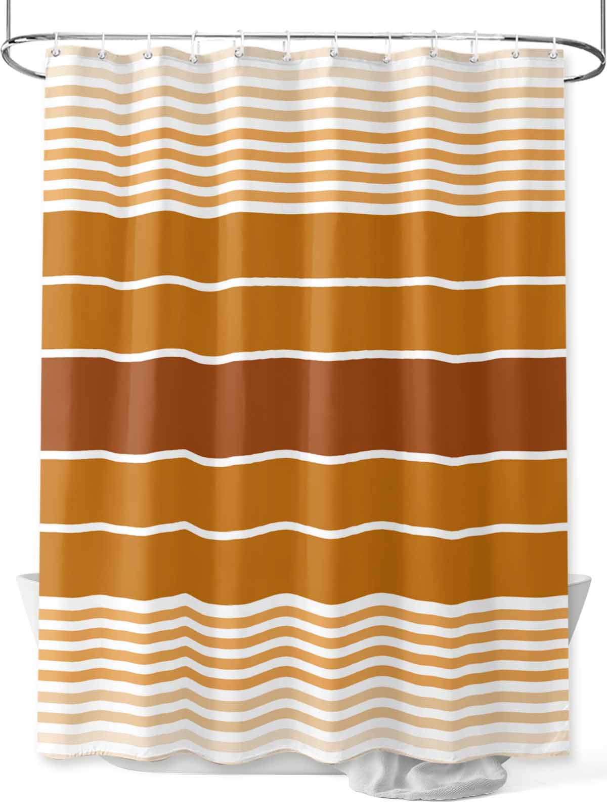 Burnt Orange Ombre Duschvorhang – 180 X 180 Cm, Farbverlauf Orange-Weiß, Mit 12 Haken, Aus 100% Polyester