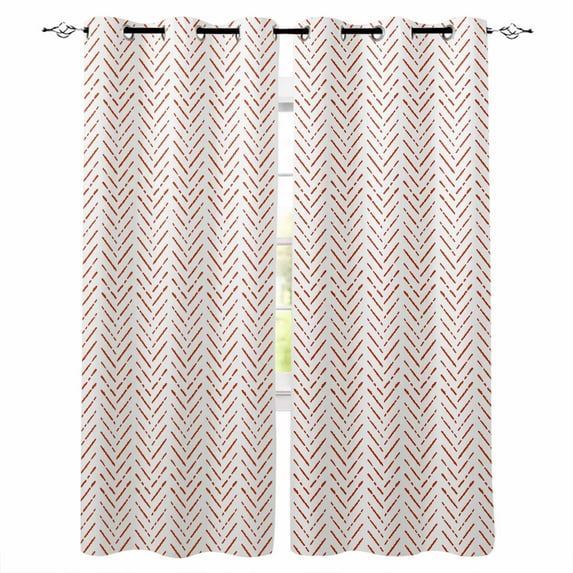 Fsddascl Burnt Orange Striped Blackout Curtains for Bedroom/Living Room, Thermal Insulated Kitchen Curtains, Modern Abstract Art Geometric Grommet Darkening Window Treatment Drapes 52"x90"x2