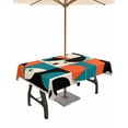 thumbnail image 1 of Fsddascl Burnt Orange Teal Black Outdoor Tablecloth - 60x84 Inch Rectangle Dining Table Cover, Modern Abstract Geometric Waterproof Outdoor Table Cloth with Umbrella Hole & Zipper for Picnic/Patio, 1 of 7