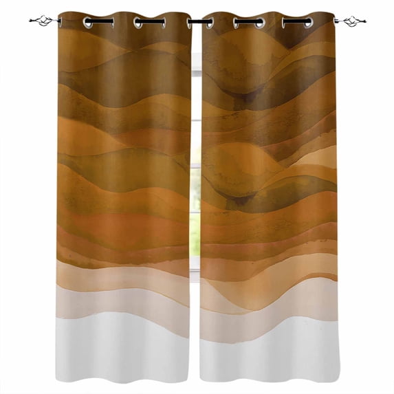 Fsddascl Burnt Orange Waves Blackout Curtains for Bedroom/Living Room, Thermal Insulated Kitchen Curtains, Ombre Coastal Ocean Water Abstract Grommet Darkening Window Treatment Drapes 52"x63"x2