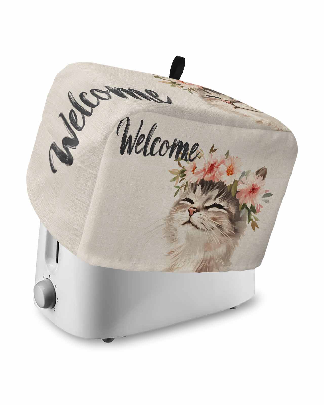 Machine Cover Kitchen Fsddascl Cat Flower Garland Toaster Cover 4 Slice, Large Kitchen ...