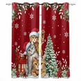 thumbnail image 1 of Fsddascl Christmas Cats Blackout Curtains for Bedroom/Living Room, Thermal Insulated Kitchen Curtains, Xmas Tree Poinsettia Botanical Red Grommet Darkening Window Treatment Drapes 52"x84"x2, 1 of 6