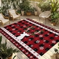 thumbnail image 1 of Fsddascl Christmas Outdoor Rug for Patio/Deck/Porch, Non-Slip Large Area Rug 4 x 6 Ft, Xmas Elk Red Black Plaid Snowflake Indoor Outdoor Rugs Washable Area Rugs, Reversible Camping Rug Carpet Runner, 1 of 9