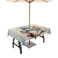 thumbnail image 1 of Fsddascl Christmas Outdoor Tablecloth - 54x80 Inch Rectangle Dining Table Cover, Hello Winter Snowman Snowflake Blue Ombre Waterproof Outdoor Table Cloth with Umbrella Hole & Zipper for Picnic/Patio, 1 of 7