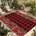 thumbnail image 1 of Fsddascl Christmas Poinsettia Outdoor Rug for Patio/Deck/Porch, Non-Slip Large Area Rug 5 x 8 Ft, Red Plaid Xmas Botanical Pine Cones Indoor Outdoor Rugs Washable Area Rugs, Camping Rug Carpet Runner, 1 of 9