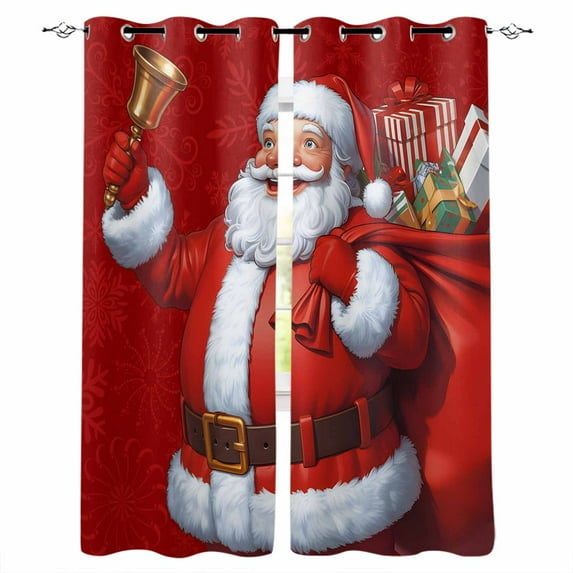 Fsddascl Christmas Santa Blackout Curtains for Bedroom/Living Room, Thermal Insulated Kitchen Curtains, Red Xmas Santa Claus Winter Gifts Grommet Darkening Window Treatment Drapes 52"x72"x2