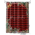 thumbnail image 1 of Fsddascl Christmas Shower Curtain Set - 72" x 78" Washable Bathtub Curtain with 12 Hooks, Pine Cones Botanical Xmas Red Black Plaid Waterproof Fabric Stall Shower Curtains for Bathroom/Bathtub Décor, 1 of 6