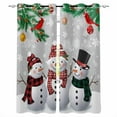 thumbnail image 1 of Fsddascl Christmas Snowman Blackout Curtains for Bedroom/Living Room, Thermal Insulated Kitchen Curtains, Grey Xmas Pine Branches Snowflakes Red Birds Grommet Darkening Window Treatment 42"x84"x2, 1 of 6