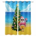 thumbnail image 1 of Fsddascl Christmas Tree Blackout Curtains for Bedroom/Living Room, Thermal Insulated Kitchen Curtains, Summer Santa Claus Blue Beach Coastal Grommet Darkening Window Treatment Drapes 27.5"x39"x2, 1 of 6