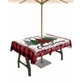 thumbnail image 1 of Fsddascl Christmas Tree Outdoor Tablecloth - 52x70 Inch Rectangle Dining Table Cover, Xmas Snowflake Red Black Plaid Waterproof Outdoor Table Cloth with Umbrella Hole & Zipper for Picnic/Patio/Party, 1 of 7