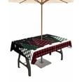 thumbnail image 1 of Fsddascl Christmas Tree Outdoor Tablecloth - 54x80 Inch Rectangle Dining Table Cover, Xmas Tree Snowflake Plaid Black Red Waterproof Outdoor Table Cloth with Umbrella Hole & Zipper for Picnic/Patio, 1 of 7