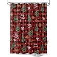 thumbnail image 1 of Fsddascl Christmas Tree Shower Curtain Set - Long 72" x 84" Washable Bathtub Curtain with 12 Hooks, Snowflake Xmas Merry Christmas Red Plaid Waterproof Fabric Stall Shower Curtains for Bathroom, 1 of 6