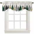 thumbnail image 1 of Fsddascl Christmas Tree Tie Up Valance Curtains for Windows, Kitchen Curtains Window Treatments, Green Beige Black Xmas Tree Winter Snowflake Short Window Shades Valances for Bedroom Bathroom 42"x12", 1 of 1