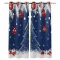 thumbnail image 1 of Fsddascl Christmas Trees Blackout Curtains for Bedroom/Living Room, Thermal Insulated Kitchen Curtains, Navy Blue Winter Snowflakes Xmas Balls Grommet Darkening Window Treatment Drapes 52"x84"x2, 1 of 6