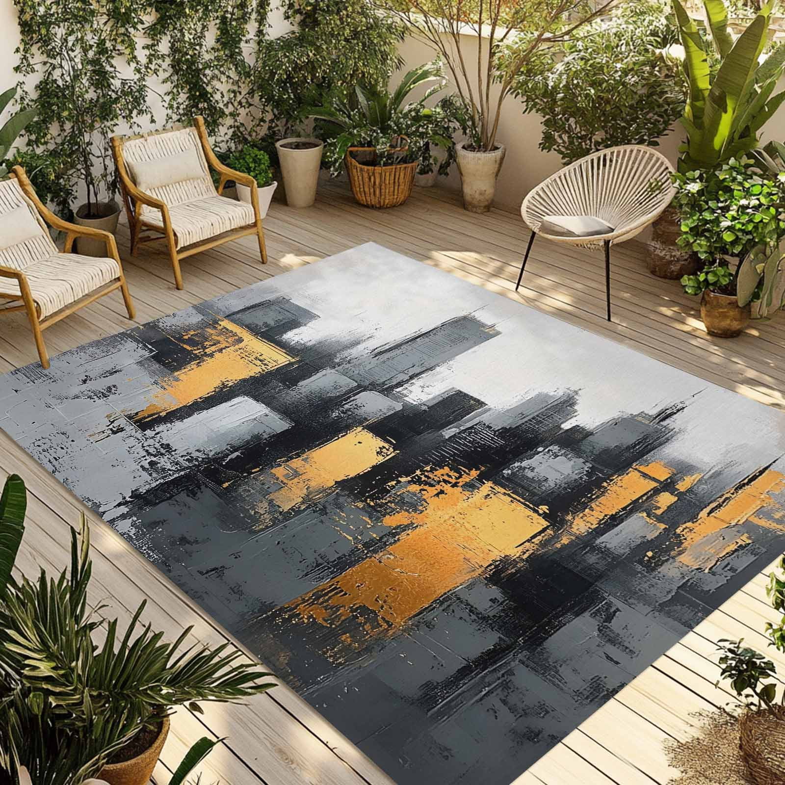 Fsddascl City Building Outdoor Rug for Patio/Deck/Porch, Non-Slip Large ...