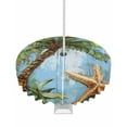 thumbnail image 1 of Fsddascl Coastal Beach Outdoor Tablecloth - 60 Inch Round Dining Table Cover, Oil Painted Tropical Palm Tree Starfish Waterproof Outdoor Table Cloth with Umbrella Hole & Zipper for Picnic/Patio, 1 of 7
