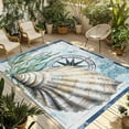 thumbnail image 1 of Fsddascl Coastal Ocean Outdoor Rug for Patio/Deck/Porch, Non-Slip Large Area Rug 5 x 8 Ft, Summer Nautical Compass Shell Seaweed Indoor Outdoor Rugs Washable Area Rugs, Reversible Camping Rug Carpet, 1 of 5